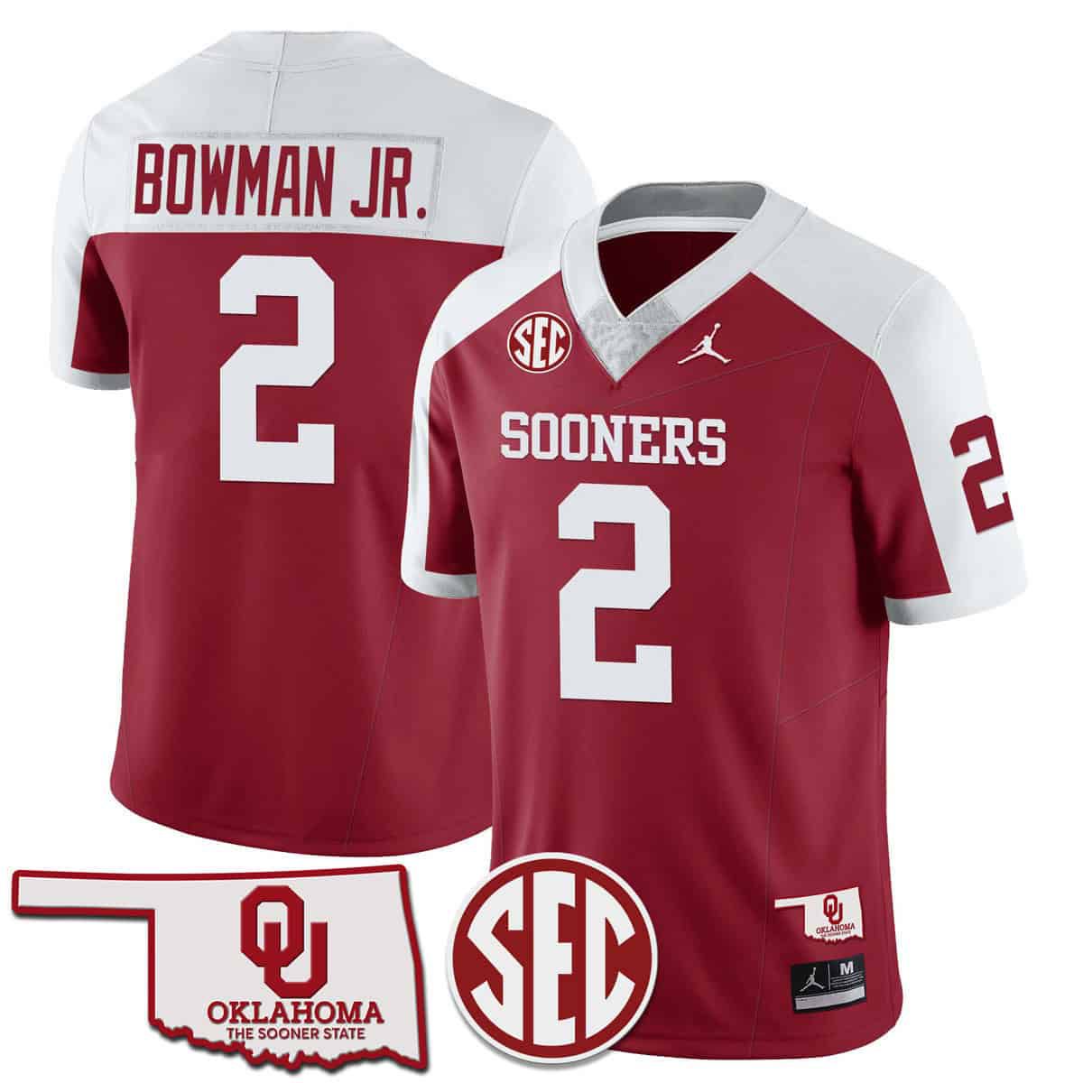 Men Oklahoma Sooners #2 Bowman jr Red 2024 SEC Patch Vapor Premier Limited NCAA Jersey->indianapolis colts->NFL Jersey